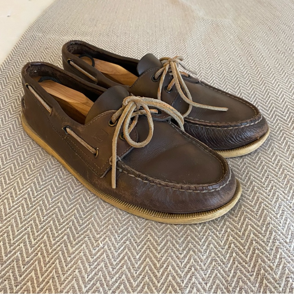 Sperry Topsider Authentic Original boat shoes dark brown size 10